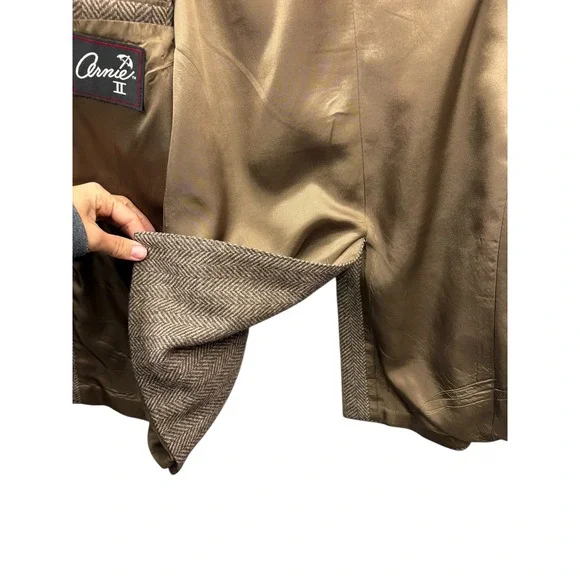 Ernie II Men's Wool Blazer Herringbone Tweed‎ Vintage Academia USA Tailored 42L - Picture 7 of 9